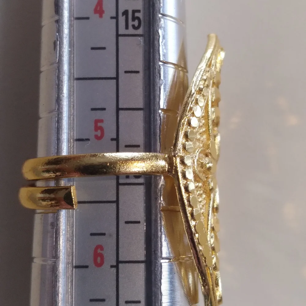 💎 #5  AMAZING DUBAI Gold Adjustable Size Shield Ring 😯 - Picture 7 of 9